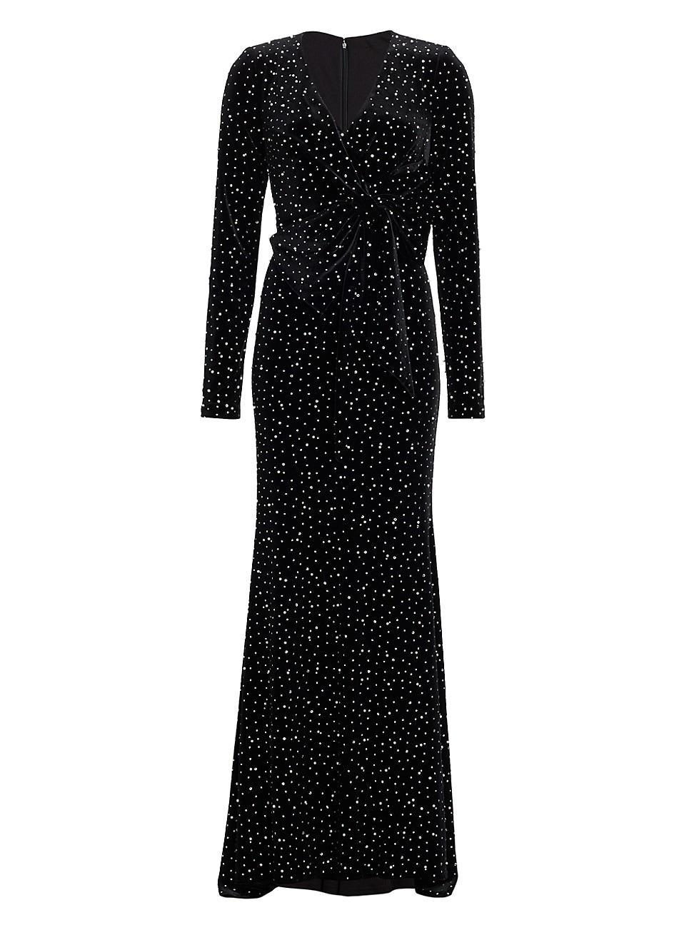 Womens Faux-Pearl-Embellished Velvet Maxi Dress Product Image