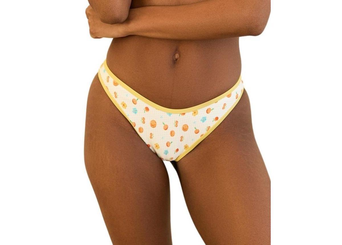 Dippin' Daisy's Women's Venice Cheeky Bikini Bottom in White/Orange - Product Image