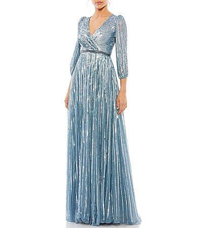 Womens Metallic Puff-Sleeve Gown Product Image