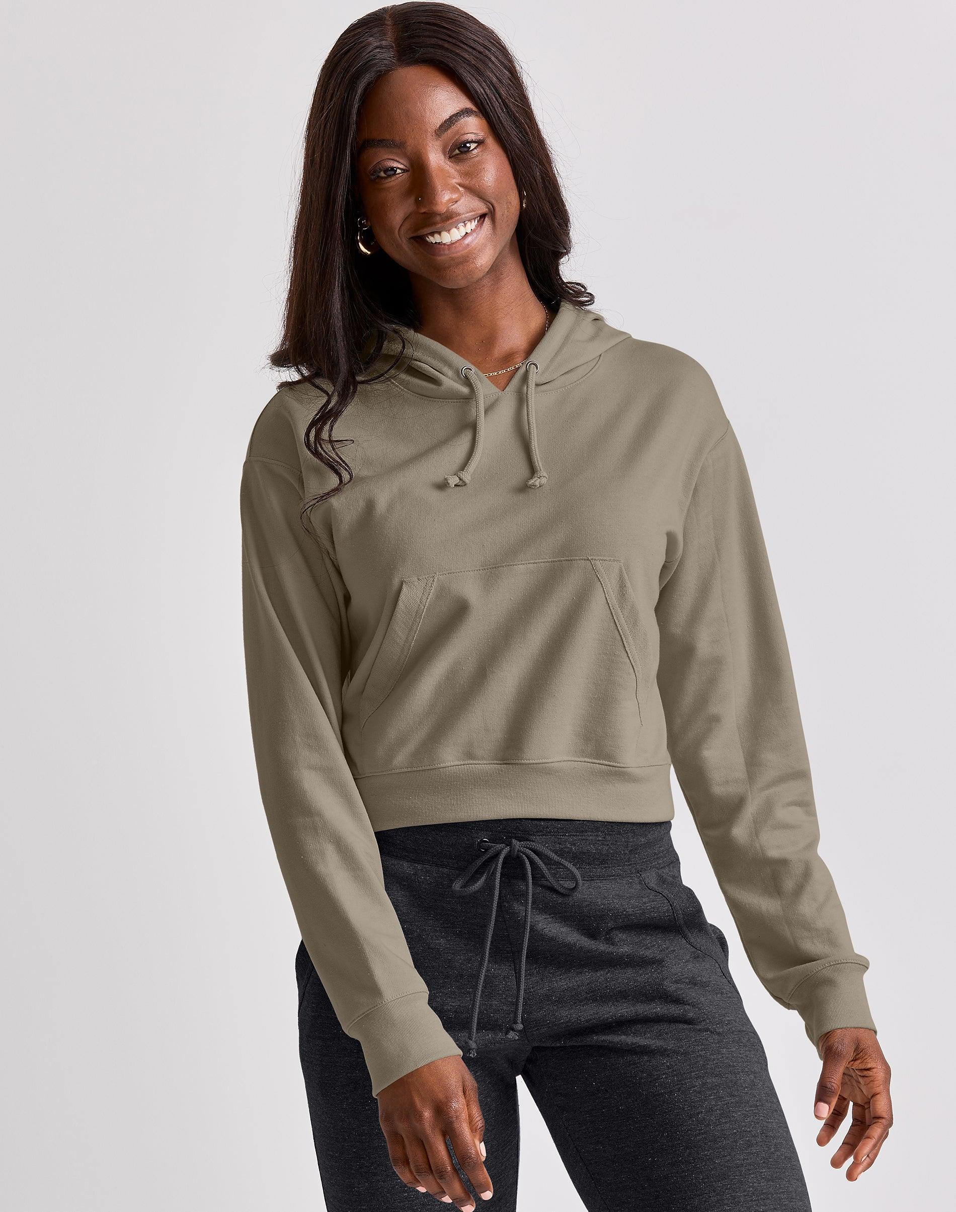 Womens Hanes Cropped Fleece Hoodie Product Image