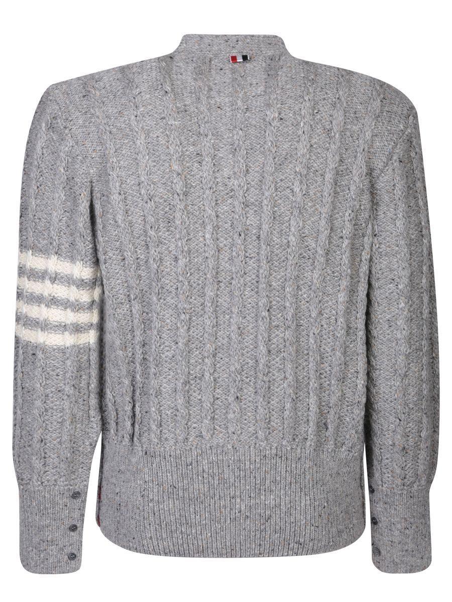 Striped Details Cardigan In Grey Product Image