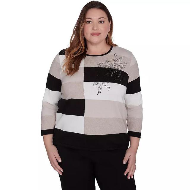 Plus Size Alfred Dunner Beaded Blocked Color Sweater, Womens Product Image