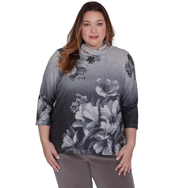 Plus Size Alfred Dunner Dramatic Floral Cowlneck Sweater, Womens Product Image