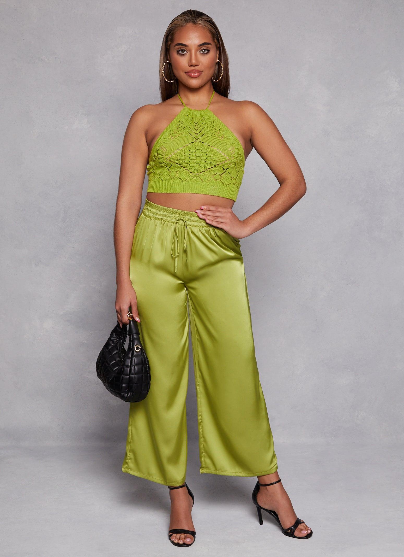 Womens Satin High Waist Palazzo Pants Product Image