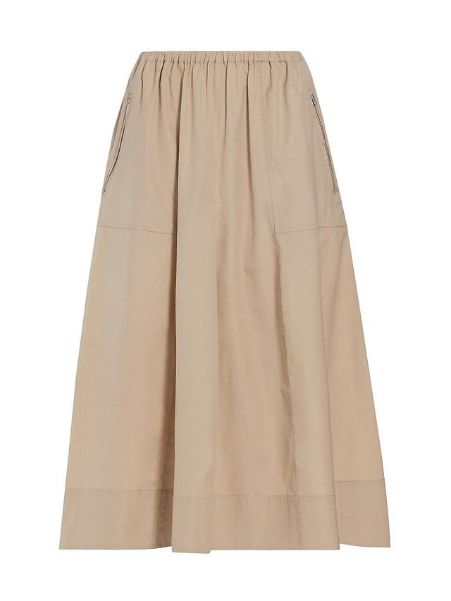 Womens Gathered Utility Cotton Poplin Midi-Skirt Product Image