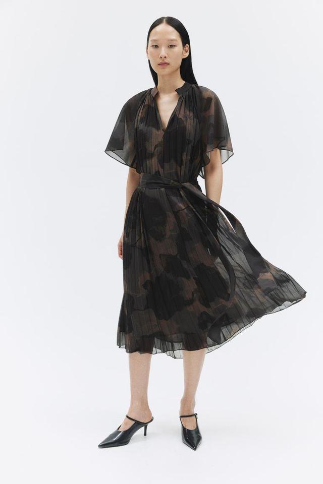 Pleated Tie-Belt Dress Product Image