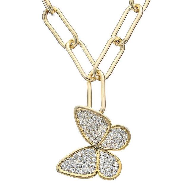 Juvell 18K Gold Plated Link Chain Cubic Zirconia Butterfly Pendant Necklace, Womens, Multicolor Product Image