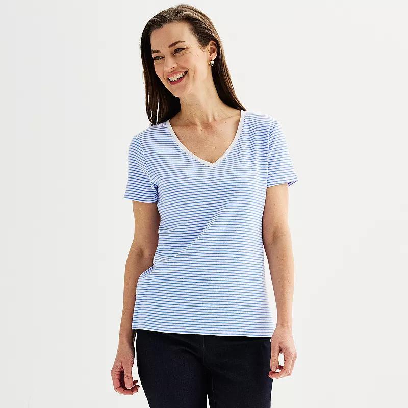 Petite Croft & Barrow Essential V-Neck Tee, Womens Product Image