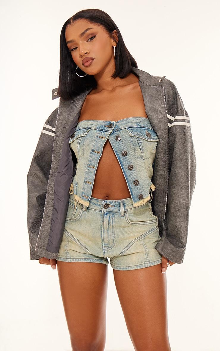 Vintage Western Seam Detail Denim Shorts Product Image