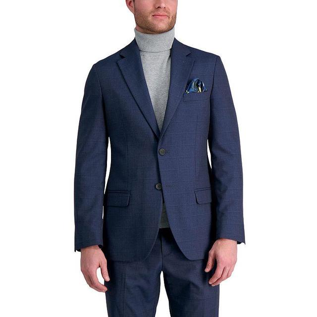 Mens J.M. Haggar Premium Tailored-Fit Stretch Suit Jacket Blue Windowpane Product Image