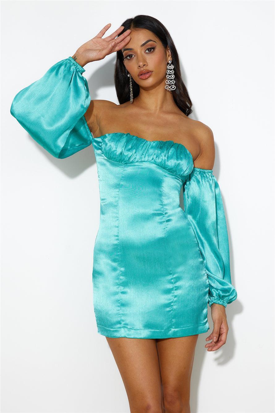 Luxe Look Mini Dress Teal Product Image