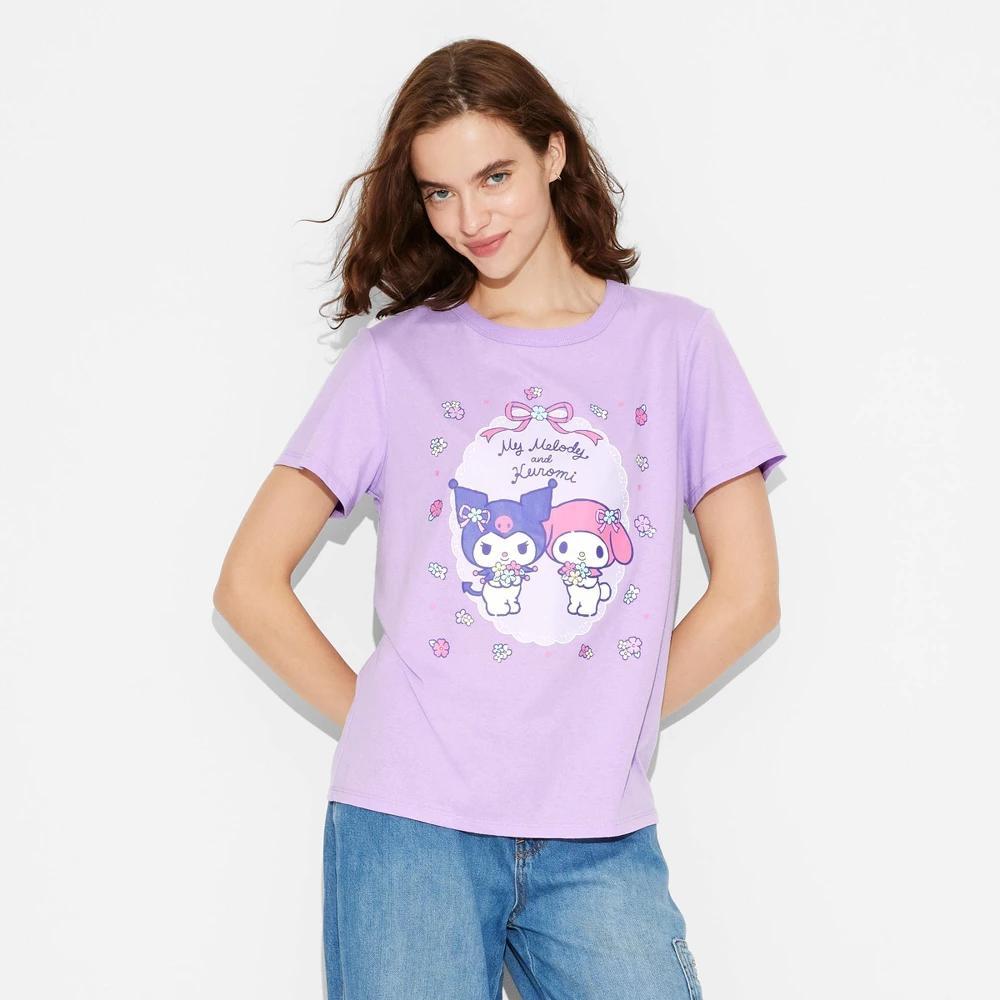 Womens My Melody and Kuromi Short Sleeve Graphic T-Shirt Product Image