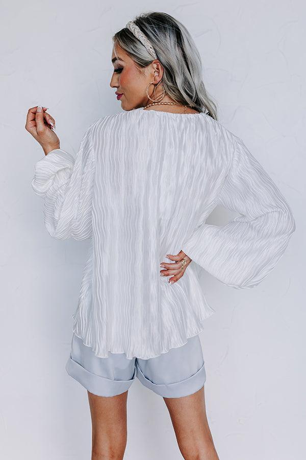 Posh Days Pleated Shift Top in White Product Image