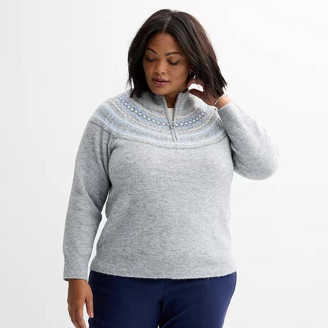 Plus Size Croft & Barrow Quarter Zip Knitted Sweater, Womens Product Image