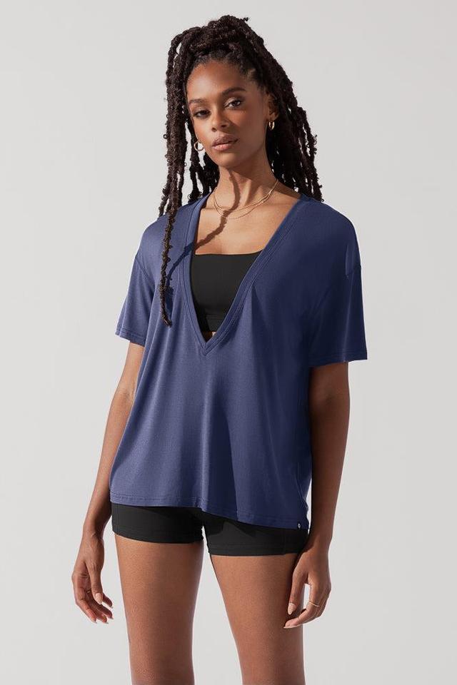 Daring Deep V Tee - Dark Navy Product Image