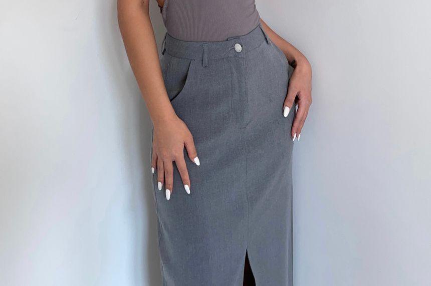 Slit-Front High-Rise Maxi Skirt Product Image