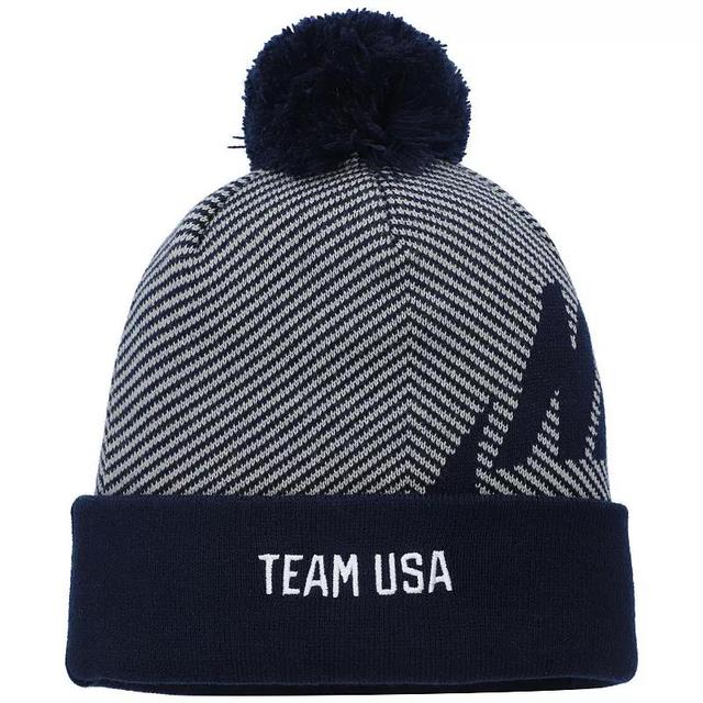 Mens Nike Navy/Gray Team USA Futura Cuffed Knit Hat with Pom, Usa Blue Product Image