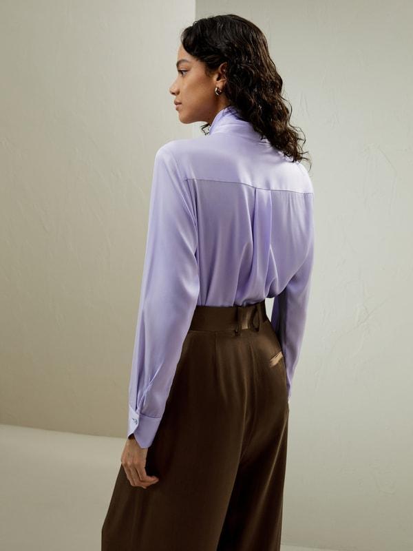 Silk Turtleneck Ribbon Blouse Product Image