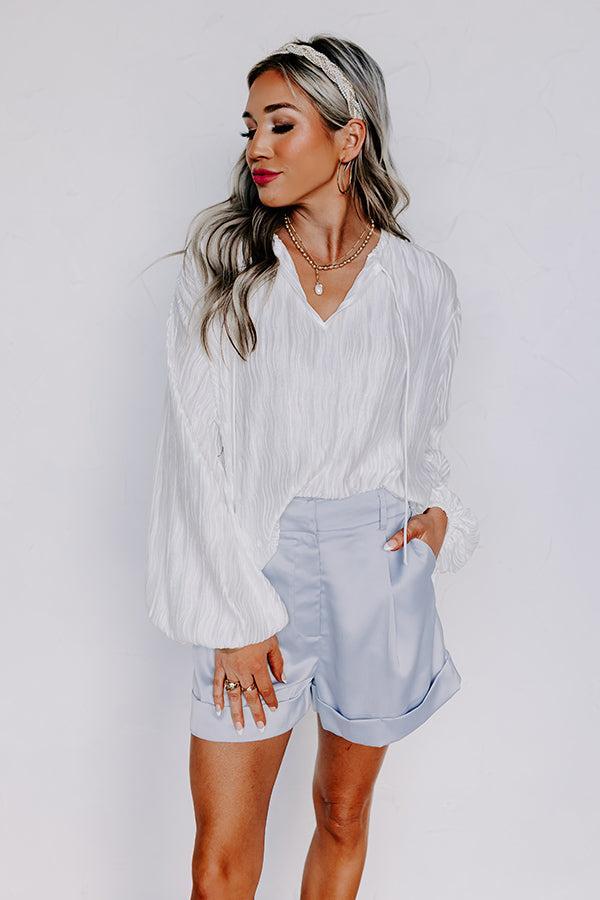 Posh Days Pleated Shift Top in White Product Image