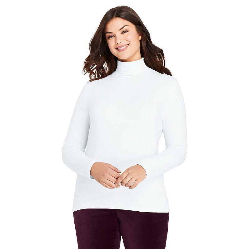 Plus Size Lands End Lightweight Fitted Long Sleeve Turtleneck, Womens Product Image