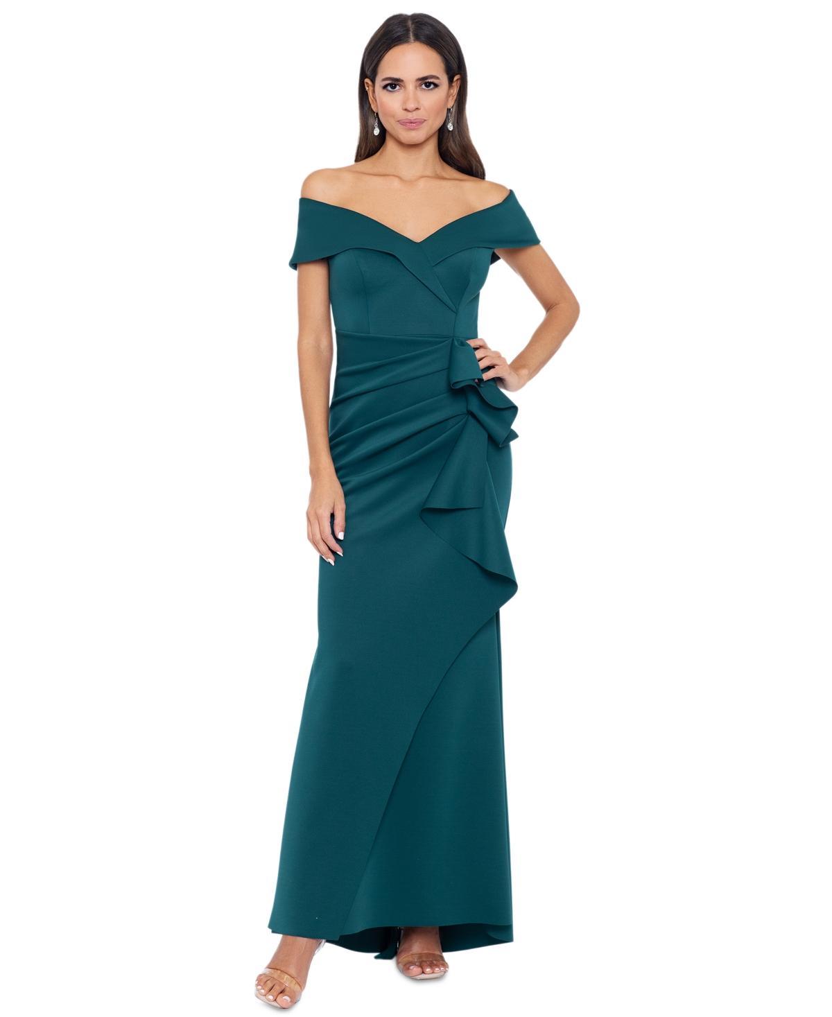 Xscape Petite Off-The-Shoulder Ruffle Gown Product Image