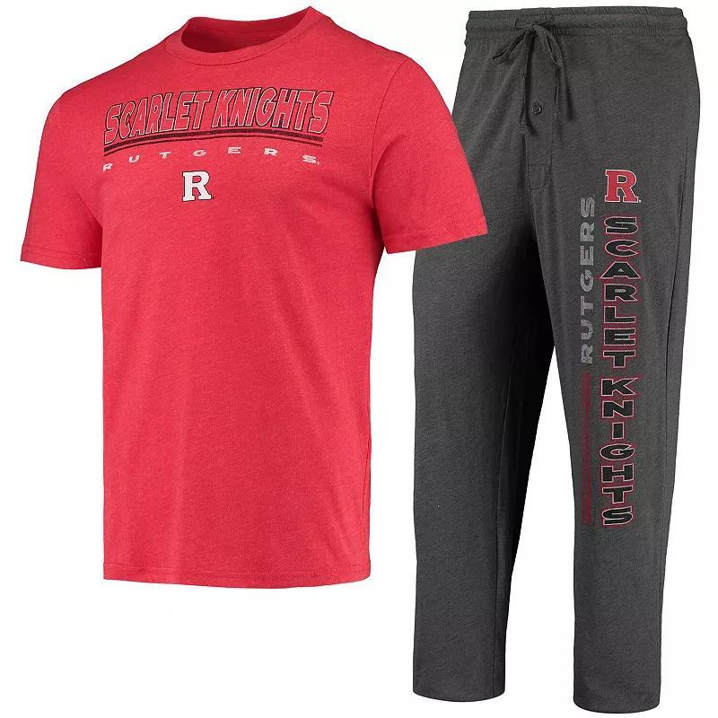 Mens Concepts Sport Heathered Charcoal Distressed Rutgers Scarlet Knights Meter T-shirt and Pants Sleep Set - Heathered Charcoal Product Image