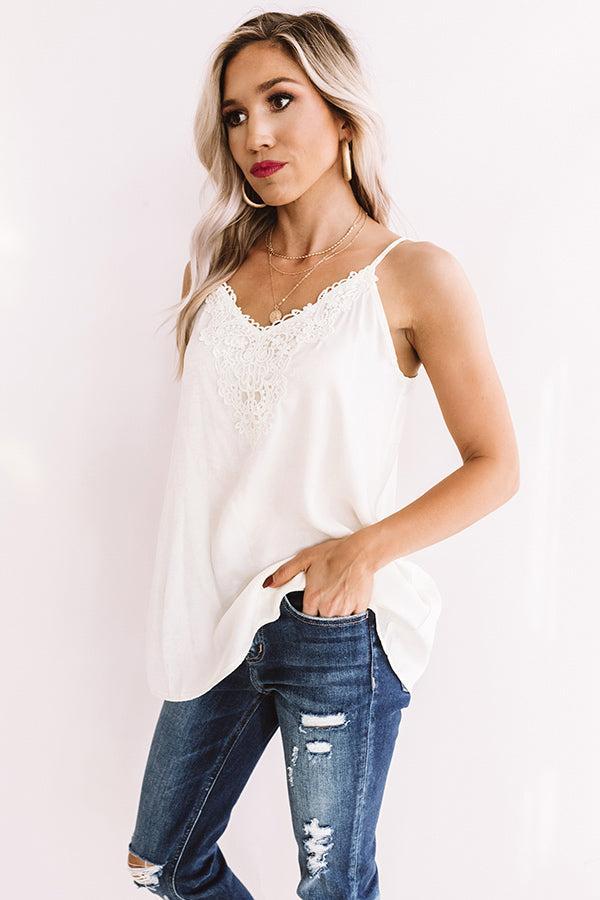 Martini Time Crochet Shift Tank in Ivory Product Image