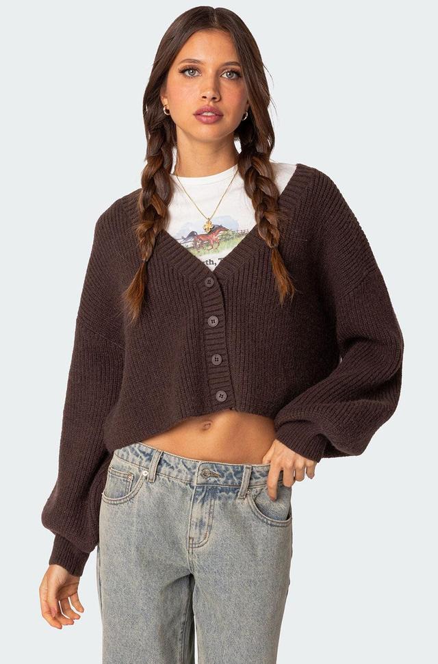 Sabrina Chunky Knit Cropped Cardigan Product Image