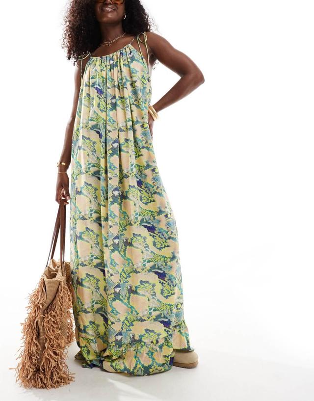 ASOS DESIGN dropped hem maxi beach dress in snake print Product Image