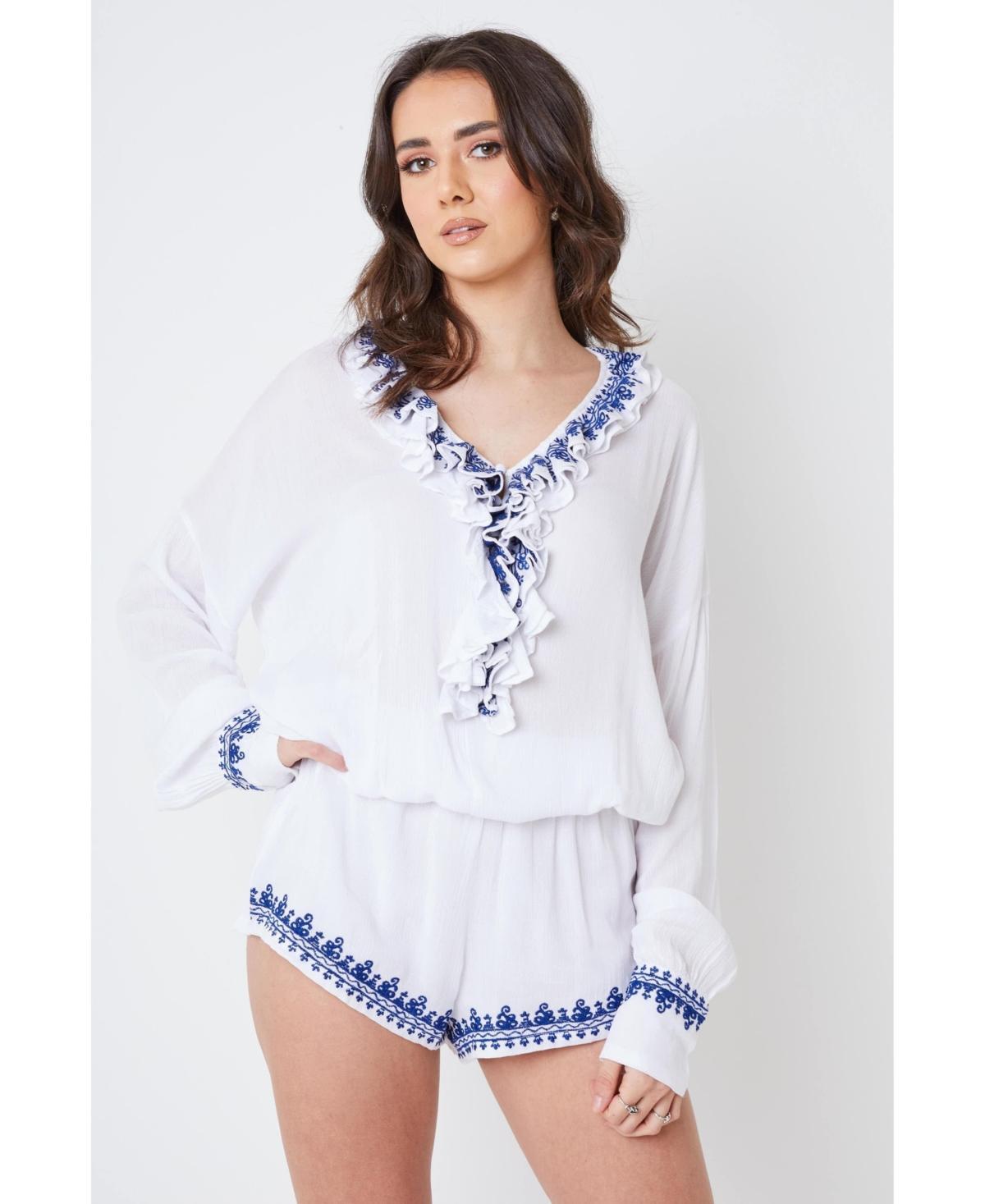 Creea the Label Womens Ruffle Long Sleeve Romper Product Image