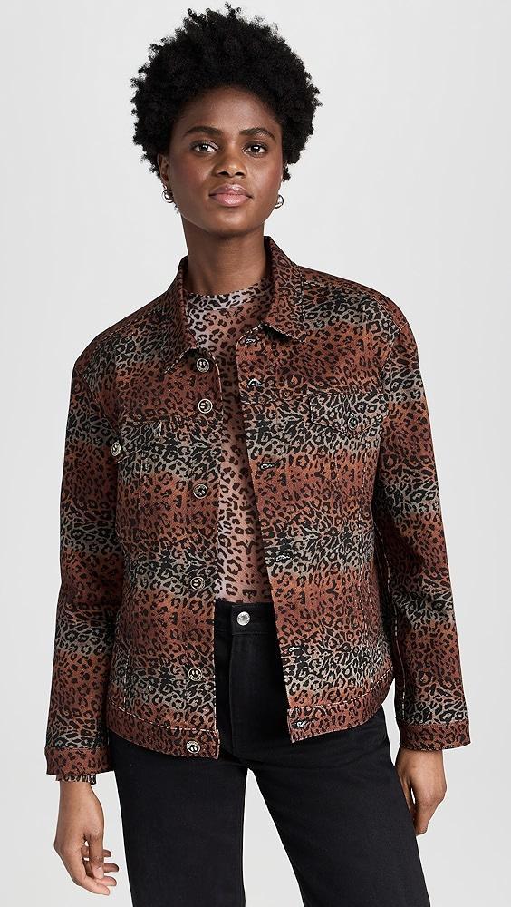 BruceGlen Linear Leopard Denim Jacket | Shopbop Product Image