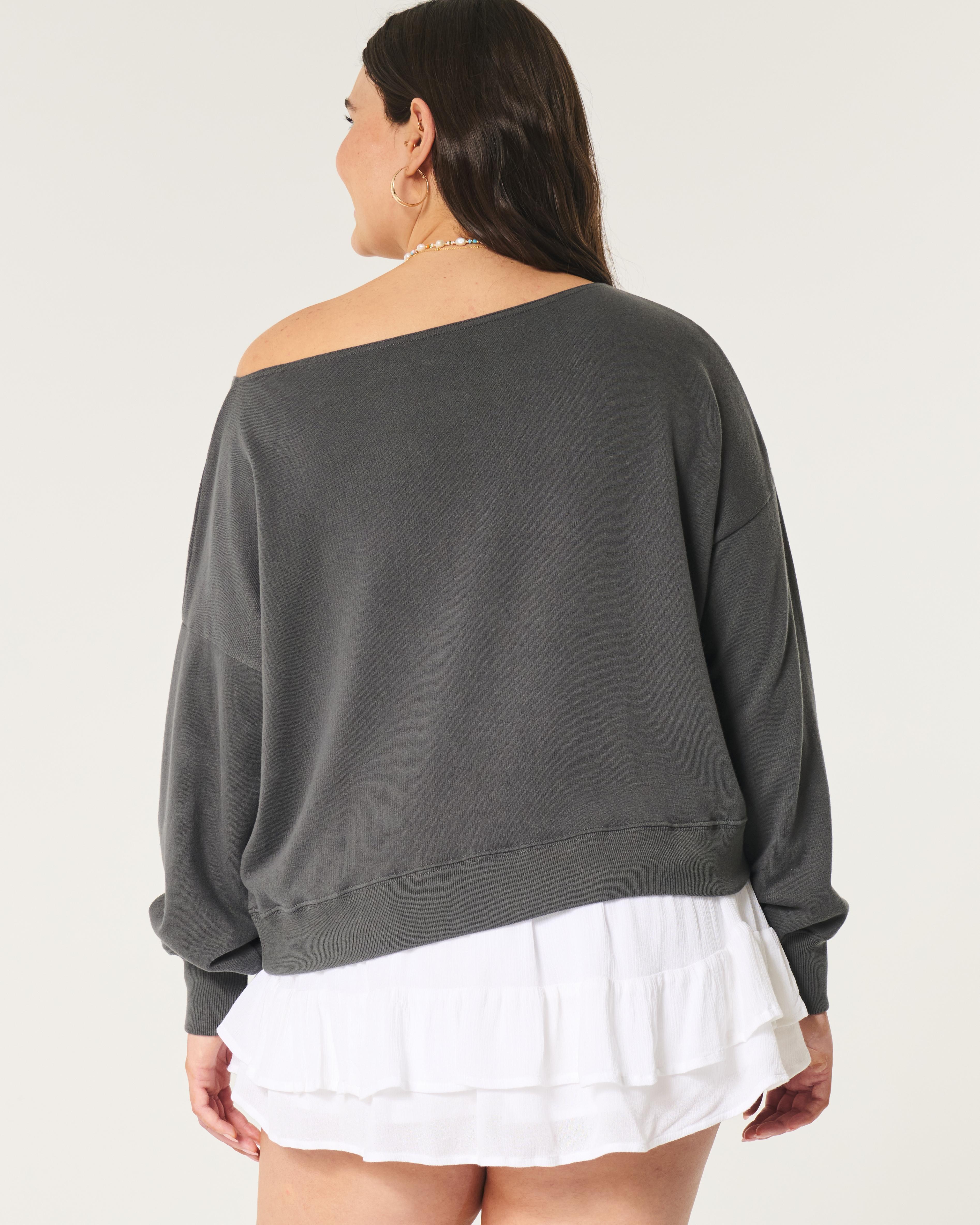 Easy Off-the-Shoulder Terry Sweatshirt Product Image