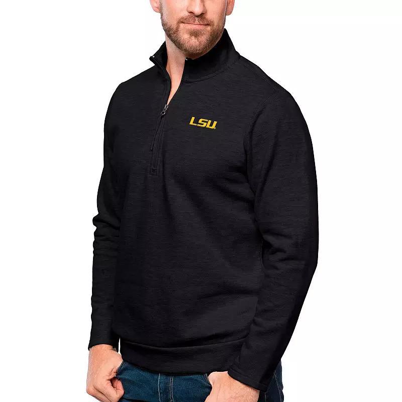 Mens Antigua Heather Black LSU Tigers Gambit Quarter-Zip Pullover Top Product Image