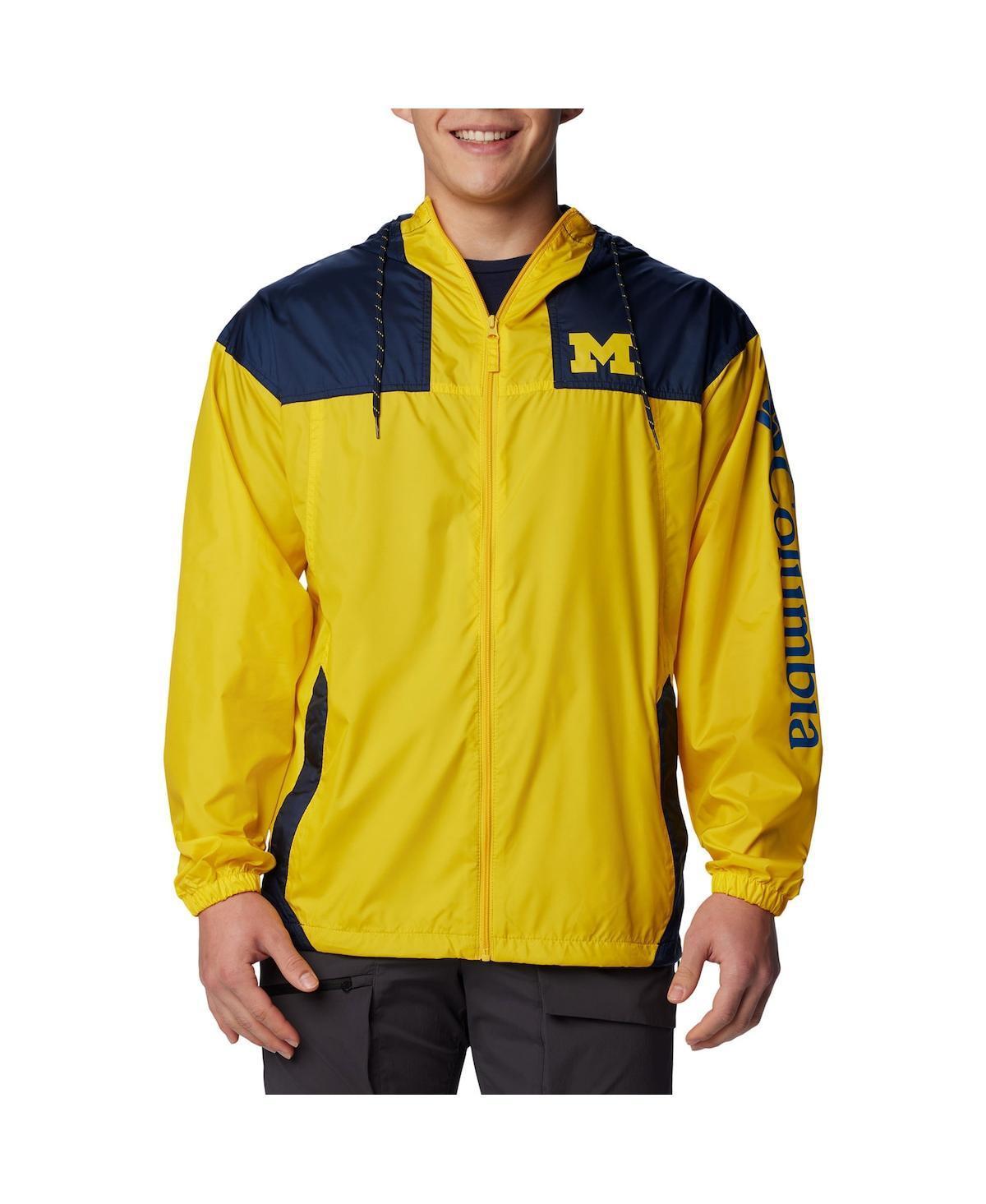 Mens Columbia Maize Michigan Wolverines Flash Challenger Omni-Shade Full-Zip Windbreaker Hoodie Jacket Product Image