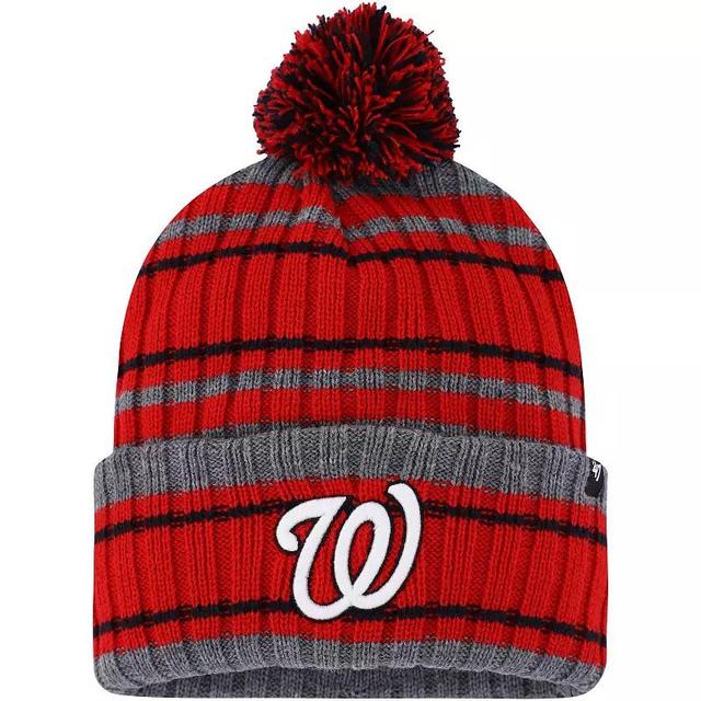 Mens 47 Gray/Red Washington Nationals Rexford Cuffed Knit Hat with Pom Product Image