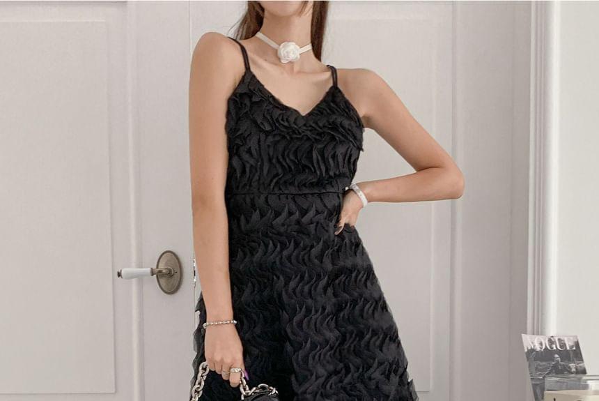 Spaghetti Strap V-Neck Textured Dress Product Image