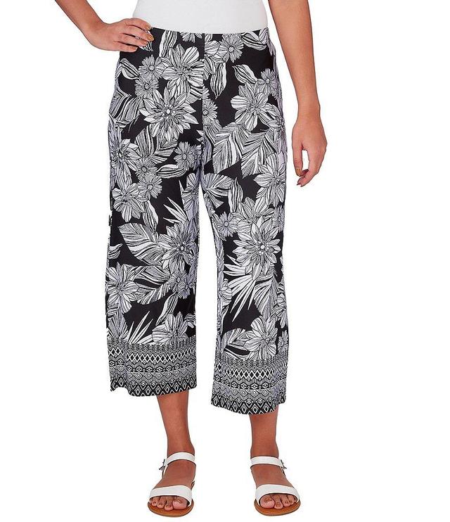 Ruby Rd. Floral Geo Border Print Wide Leg Pull-On Capri Pants Product Image