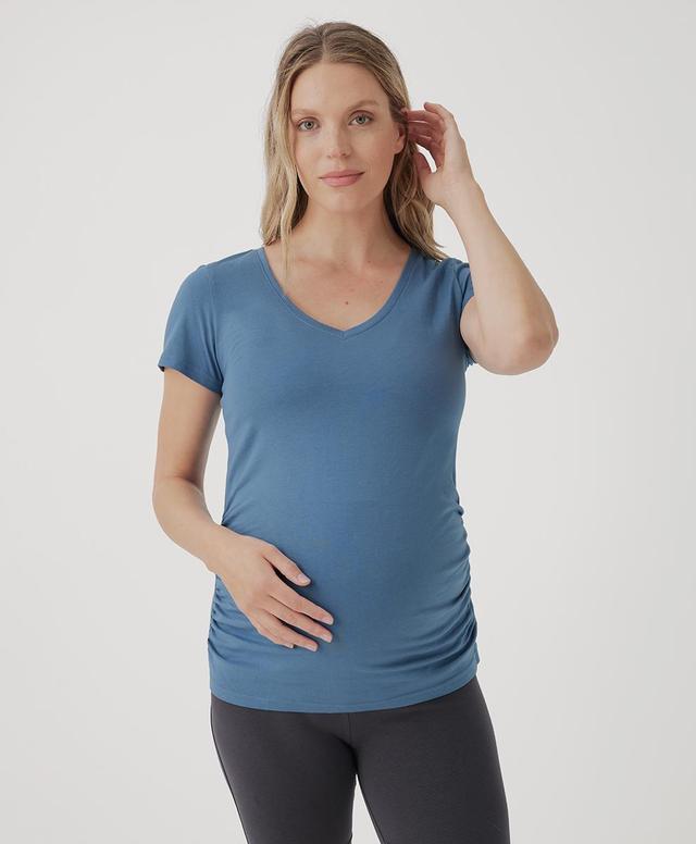 Womens Maternity Ruched V-Neck Tee XL Product Image