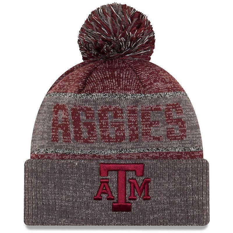 Mens New Era Maroon Texas A&M Aggies Team Freeze Cuffed Knit Hat with Pom Product Image