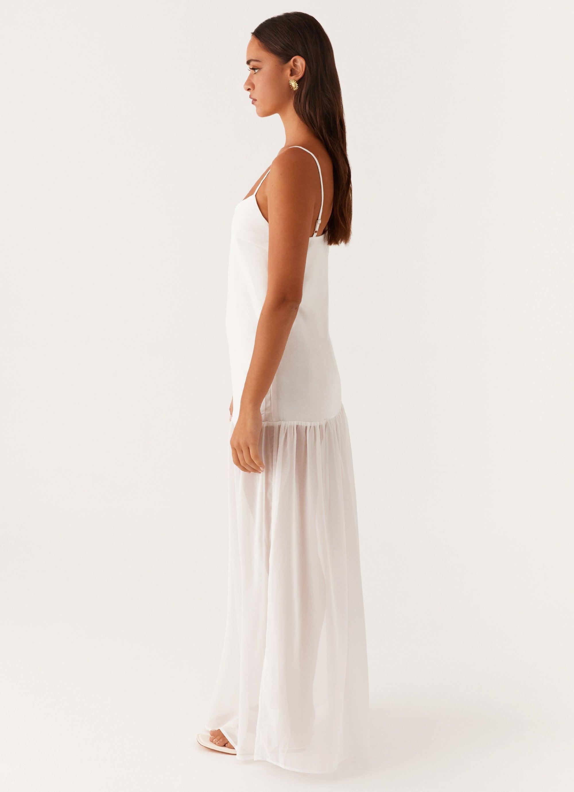 Heavenly Linen Maxi Dress - White Product Image