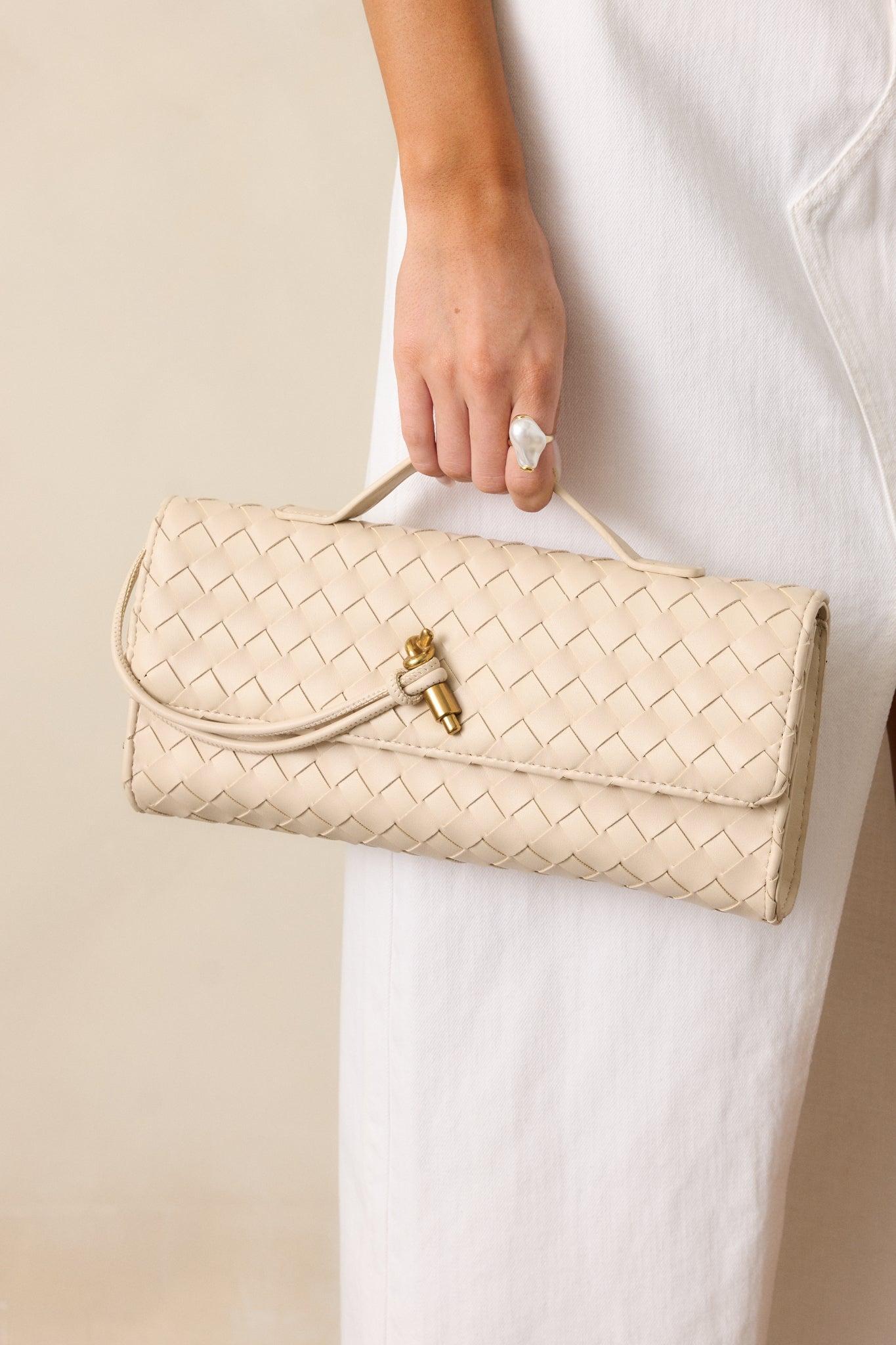 Midnight Sun Ivory Woven Clutch Product Image