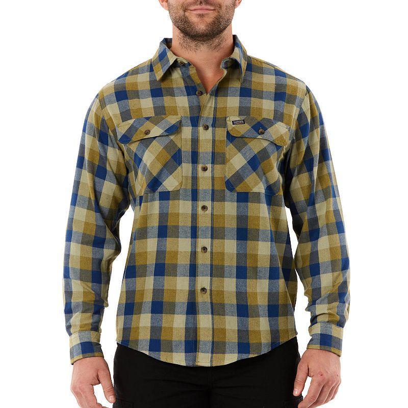 Mens Smiths Workwear Regular-Fit Buffalo Plaid Two-Pocket Flannel Button-Down Shirt Grey Ivy Blue Product Image