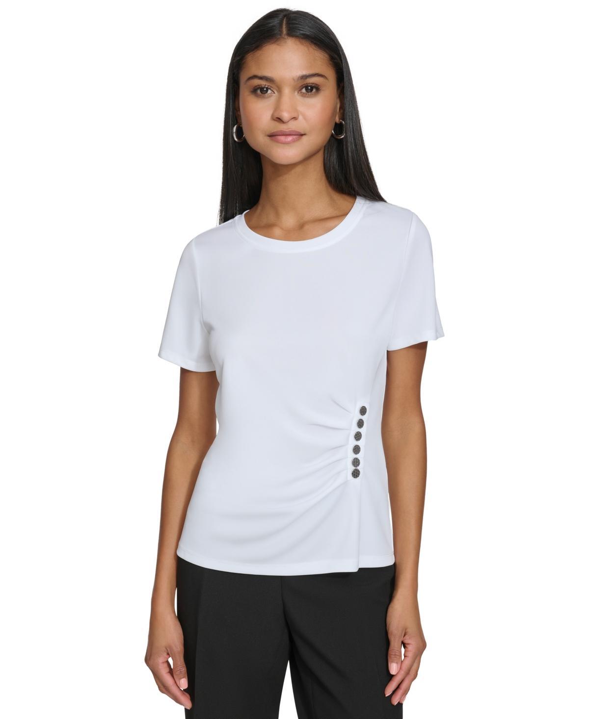 Karl Lagerfeld Womens Gathered Button-Side Top Product Image