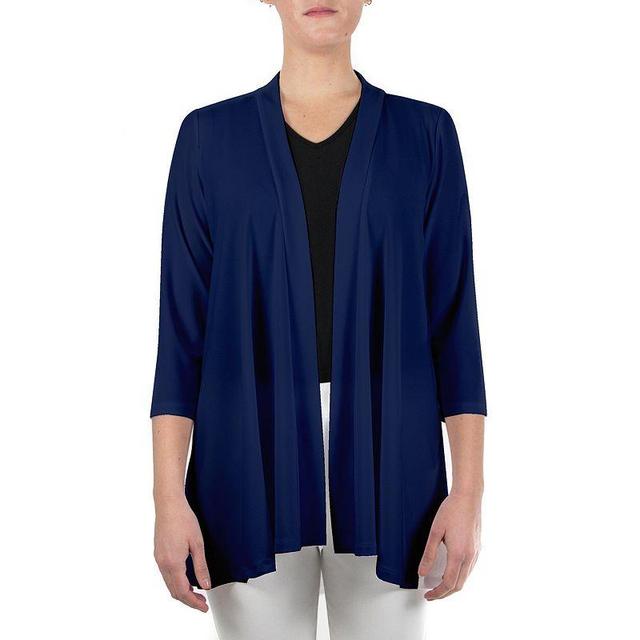 Womens Nina Leonard Godet-Back Draped Cardigan Blue Product Image