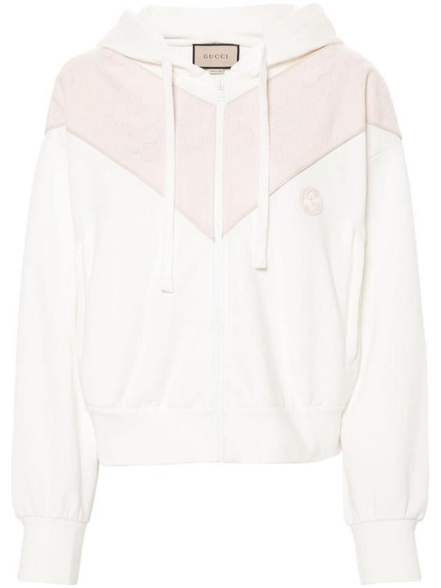 Cotton Jersey Zip Sweatshirt With Patch In Neutrals Product Image