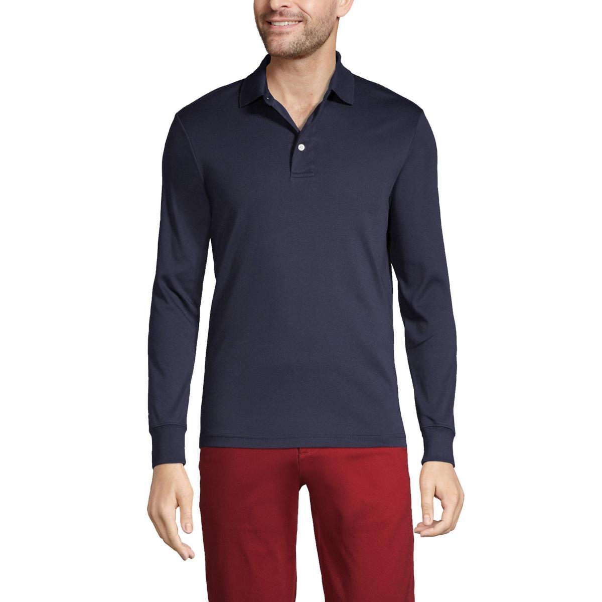 Lands End Big & Tall Long Sleeve Supima Interlock Polo Shirt Product Image