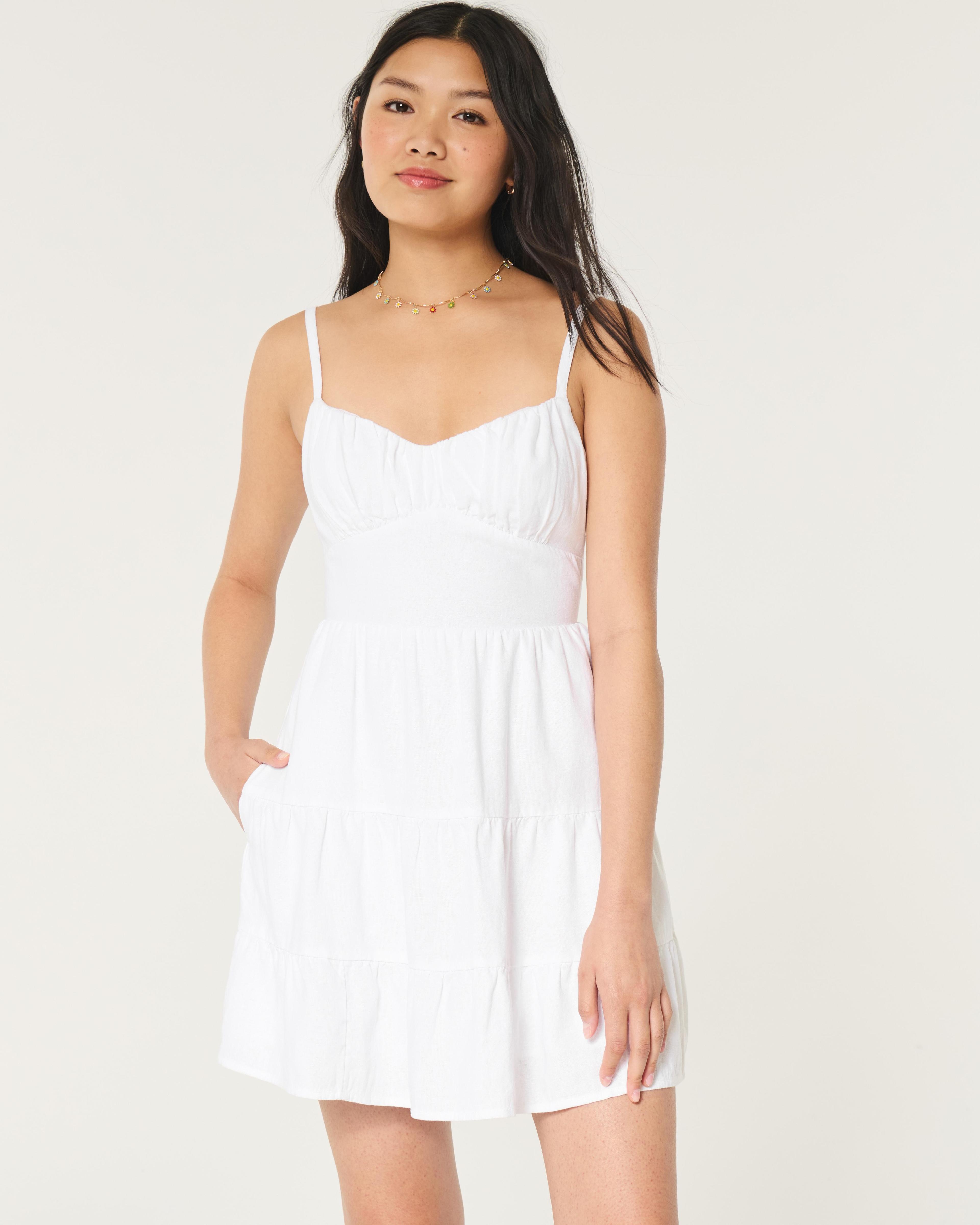 Open Back Linen-Blend Mini Dress Product Image