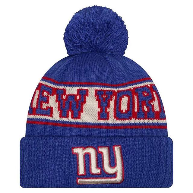 Mens New Era Royal New York Giants RetroCuffed Knit Hat with Pom Product Image