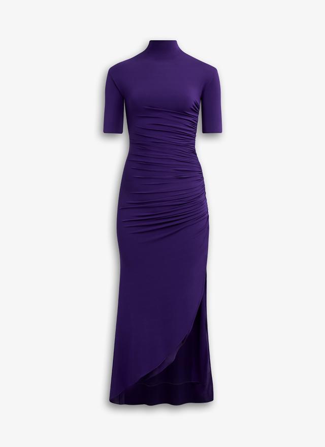 DARK PURPLE BODYCON DRAPED DRESS Product Image