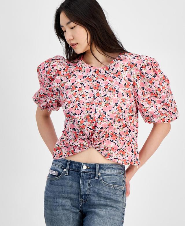 Tommy Hilfiger Womens Ditsy Floral Puff-Sleeve Top Product Image